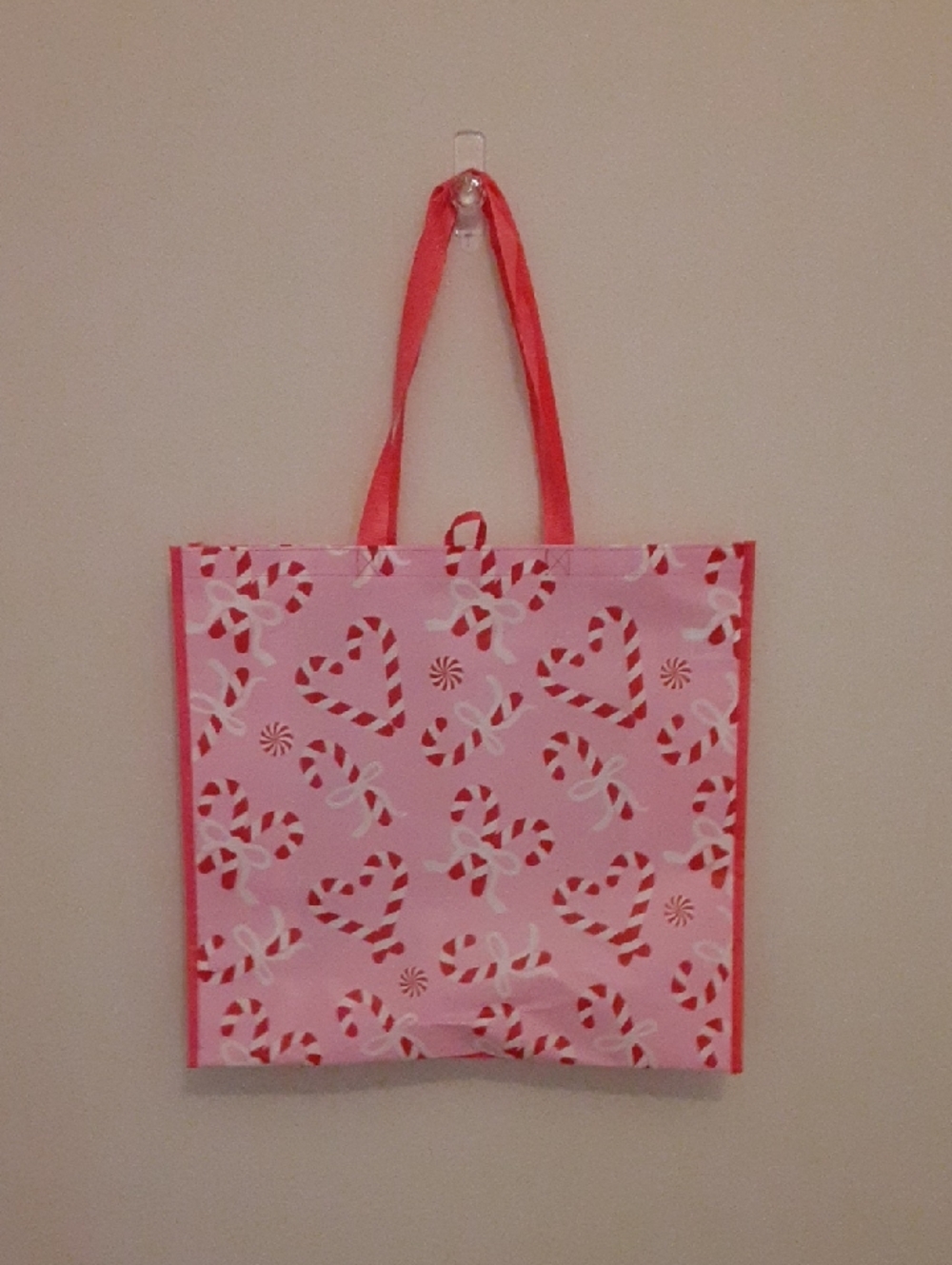 Kohl's Pink Candy Cane Heart Pattern Tote